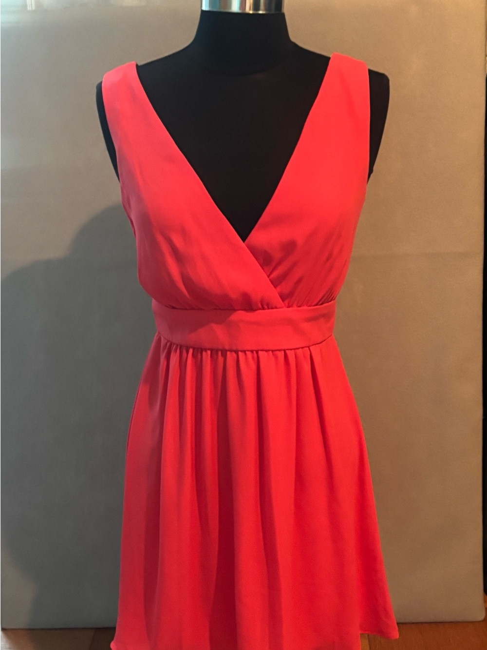 B Darlin Coral Pink Sleeveless V-Neck Mini Dress